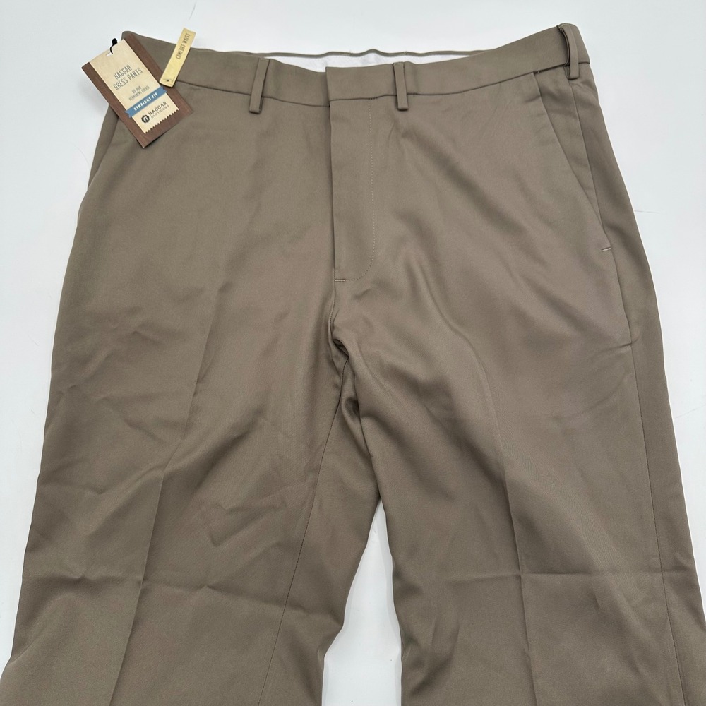 Haggar Mens Gabardine Dress Pants 36x29 Medium Taupe Straight Fit HD00480 NWT